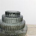 Glass Vases Grey Blue Tiered Ribbed Glass Vase